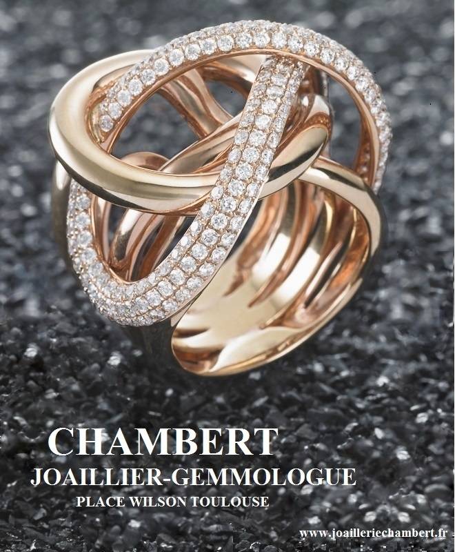 BAGUE VOLUME OR ROSE DIAMANTS PIÈCE UNIQUE 