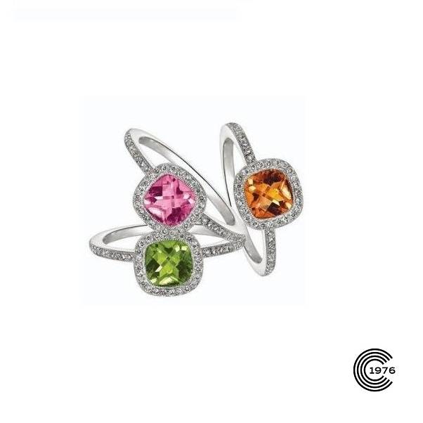 Bague avec saphir de couleur et couronne de diamant avec un corps serti de diamant