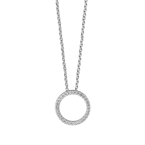 Pendentif cercle en or blanc 18 carats serti de diamants 