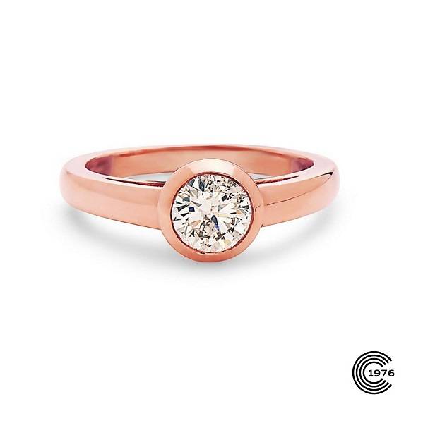 Bague solitaire Or rose diamant serti clos