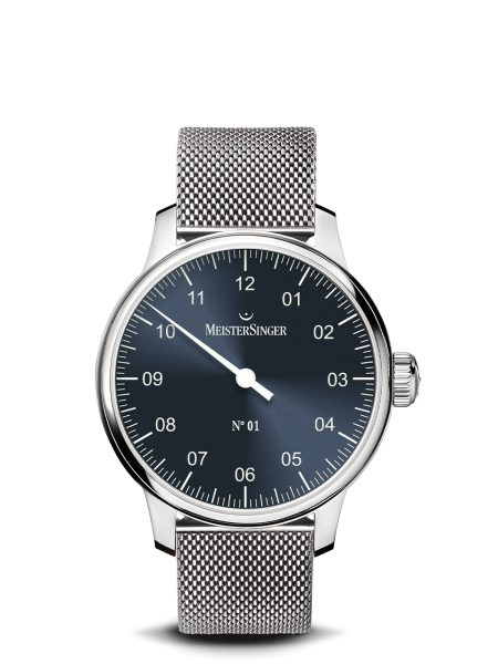 Montre de luxe MeisterSinger N°01 Bleu acier Bracelet Milanais